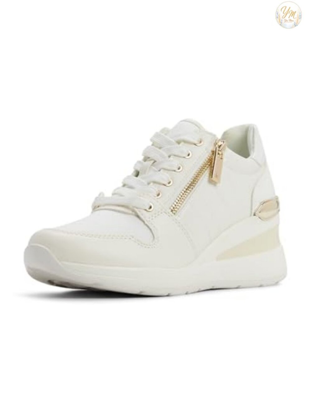 ALDO Women's Adwiwia Fashion Sneakers | White Wedge Sneaker | Lace-Up Athletic